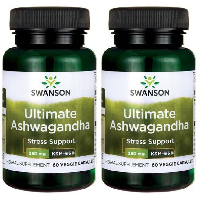 120 Veg Cap Swanson Ultimate Ashwagandha KSM-66 250 mg 2X60 Ct Stress Support