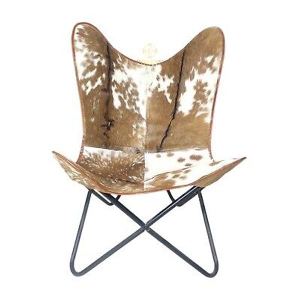 Butterfly Chair-Iron Stand Goat Leather Chair Home Decor Lounge Chair PL2-1.193