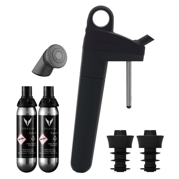 Coravin Pivot Plus Wine Preservation System - Preserve Wine for 4 Weeks - Pivot System, 1 Wine Aerator Attachment, 2 Capsules, 2 Wine Bottle Stoppers & 1 Bottle Sleeve - By-the-Glass Wine Saver