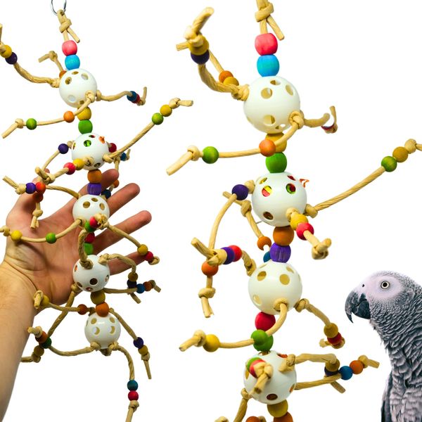 Bonka Bird Toys 2654 Paper Ball Puller Forage Chew Pull Parrot Cage Toy, Conure, Ringneck, Caique, and Similar Breed Sizes