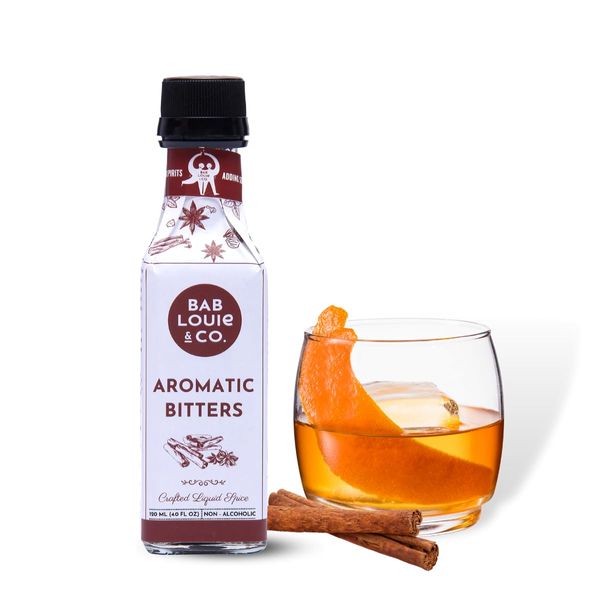 Bab Louie & Co. Aromatic Bitters for Cocktails Old Fashioned Mix, Whiskey Sour Mix, Mixer for Mocktails Non-Alcoholic Drinks, Whiskey Gifts for Men, 100% Natural Made with Herbs (4 Fl. Oz)