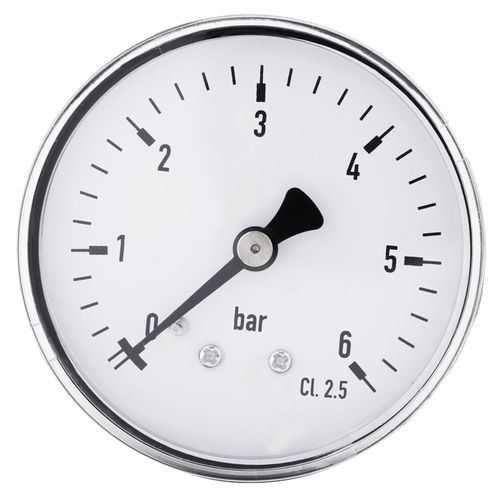 Thread Pressure Gauge, 1/4" NPT High Precision Oil Filled Pressure Gauge Meter 0-6 bar for Gas Liquid Water Fuel Air Oil, Fuel Pressure Gauge,for Water Oil Air Pressure Test