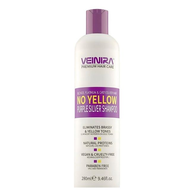 Veinira: Purple hair shampoo 9.46fl.oz- for Blonde, Silver, Gray, Bleached and Highlighted Hair, Anti Brass Shampoo Toner to Remove Yellow Tones