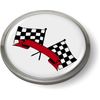 Racing Flags 3D Domed CAR Emblem Badge Sticker Chrome Plastic Round Bezel