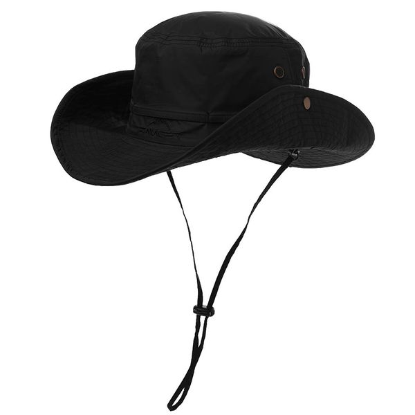 Comhats Men's UPF 50+ Wide Brim Sun Hat - Breathable, Waterproof Safari Boonie Cap for Trekking, Fishing, Camping, Hiking, Sailing - Foldable & Adjustable Black M