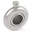Personalised Engraved 5oz Round Hip Flask with Clear Front. Distinctive Gift.