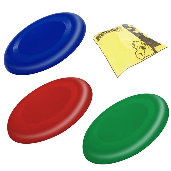 Partituki Pack of 3 Flying Discs for Children Very Easy to Hold - Much Safer Than Standard Frisbees - Flying Rings - Colours: Blue, Red and Green.