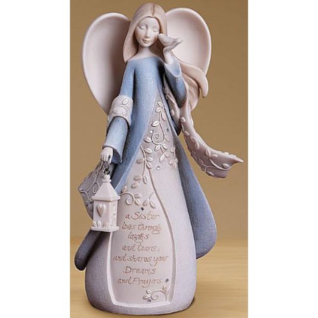 Foundations Sister Angel Stone Resin Figurine, 7.5”