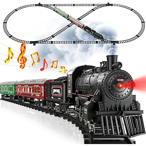 Remote Control Christmas Train Set – Electric Toy with Smoke, Lights & Sound