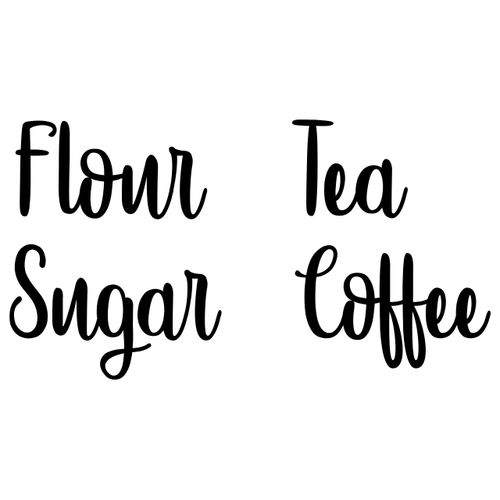 Set of 4 Canister Labels V5 Vinyl Stickers | Kitchen Organization | Flour Sugar Tea Coffee | Die Cut Decals | Hipster | White