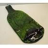 Dragonfly Embossed Moss Green Wine Bottle UpCycled as Cheese Platter Serving Tray