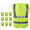 JSungo High Visibility Safety Vest 10 Pack, Yellow Reflective Vest with 2 Inch Hi vis Silver Strip, Construction Vest for Men & Women, Universal Size