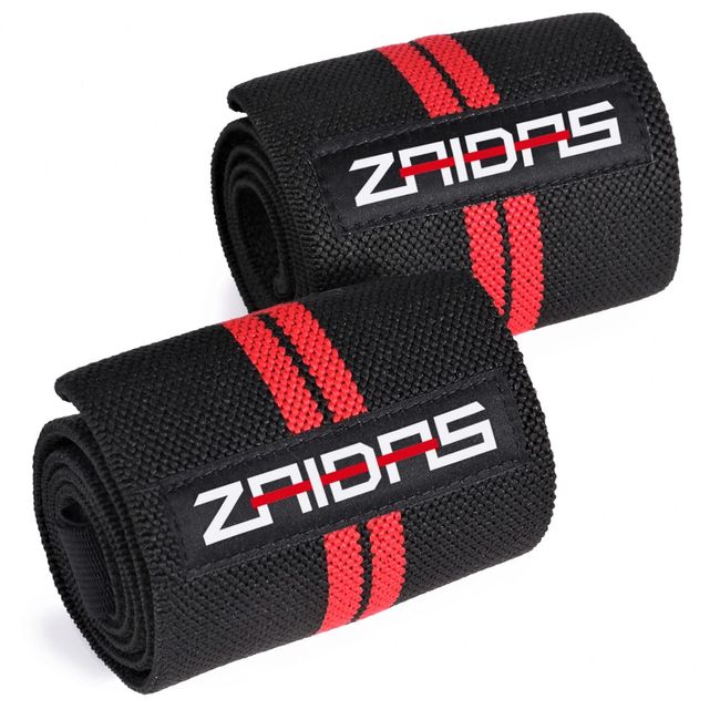 ZAIDAS Wrist Wrap, 23.6 inches (60 cm), Weight Training, Muscle Training, Wrist Support, Black/Red