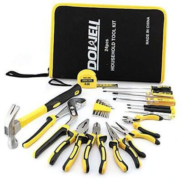 DOWELL 24 Pieces Homeowner Tool Set, Home Repair Hand Tool Kit with 24PC