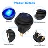 5Pcs Round Toggle Switch ON/OFF SPST Blue LED Light 12V Car Auto Boat Waterproof