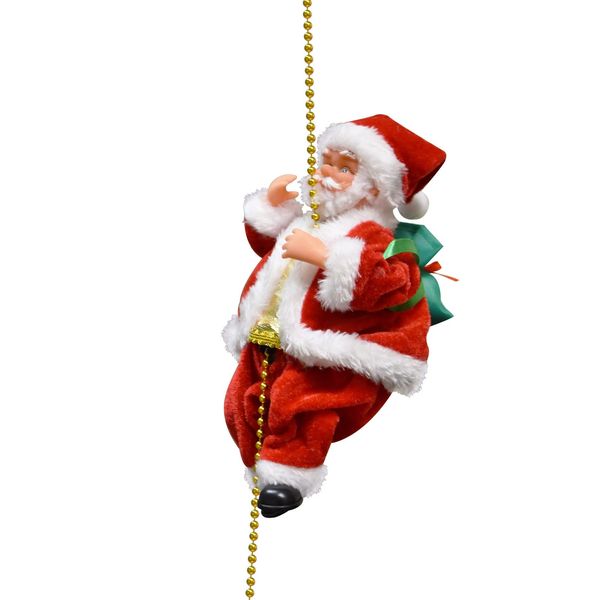 Strong Camel Santa Claus Musical Climbing Rope Christmas Electric Toy Decorations Hanging Beads with Music