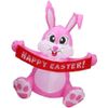 5Ft Easter Inflatable Pink Bunny Holds Happy Easter Banner Lighted Blow Up Decor