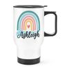 Personalised Colourful Rainbow Name Travel Mug Cup with Handle