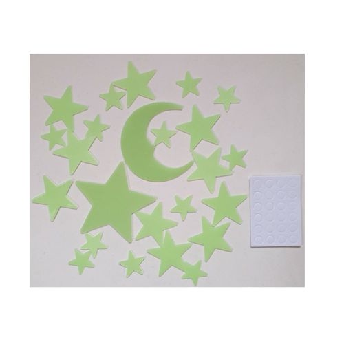 Glow in The Dark Night Stickers Stars Moon Space Fun Ceiling Wall Art Plastic (Moon)