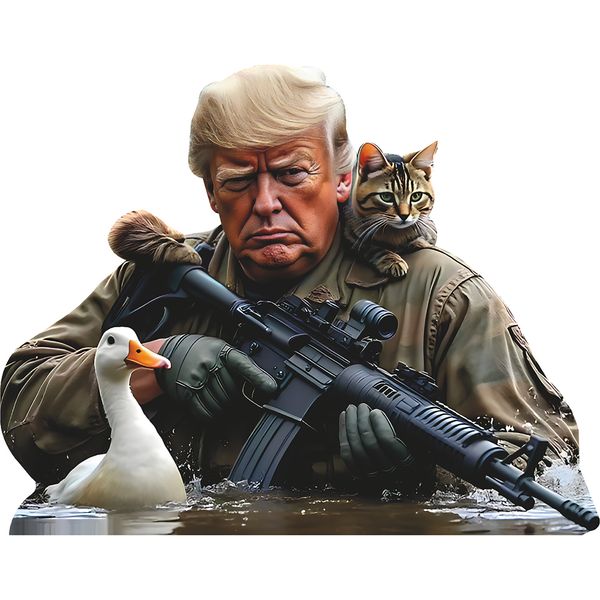 H38226 Pets For Donald Trump Duck Cat Water M16 Rifle Cardboard Cutout Standee S