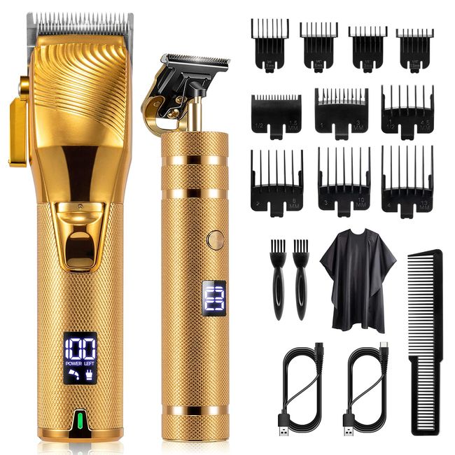 Hair Clippers for Men, Professional Hair Trimmer Set Cordless Barber Clippers Beard Trimmer Hair Cutting Kit Rechargeable T Outliner Shaver Zero Gapped Haircut Grooming Kit Gifts for Men (#1)