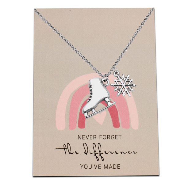 Skater Gift Message Card Ice Skates Pendant Necklace Team Sport Skater Jewelry Skate Lover Gift (UK Skater Card NL), 0.98inch