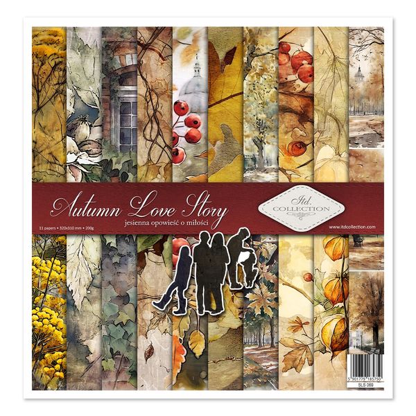 ITD Collection- Scrapbooking package 12x12 inches, scrapbooking paper, decorative paper, decoupage, card making, paper size 310x320mm (SLS-069 Autumn Love Story)