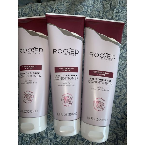 Lot of 3 Rooted Rituals Ginger Root and Aloe Silicone Free Conditioner 8.4 fl oz