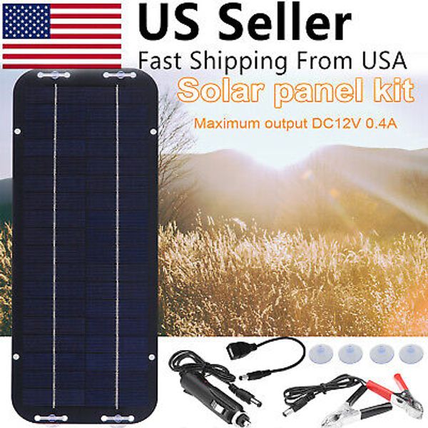 30W Solar Panel Kit 12V Trickle Charger Battery Charger Maintainer Boat RV Car