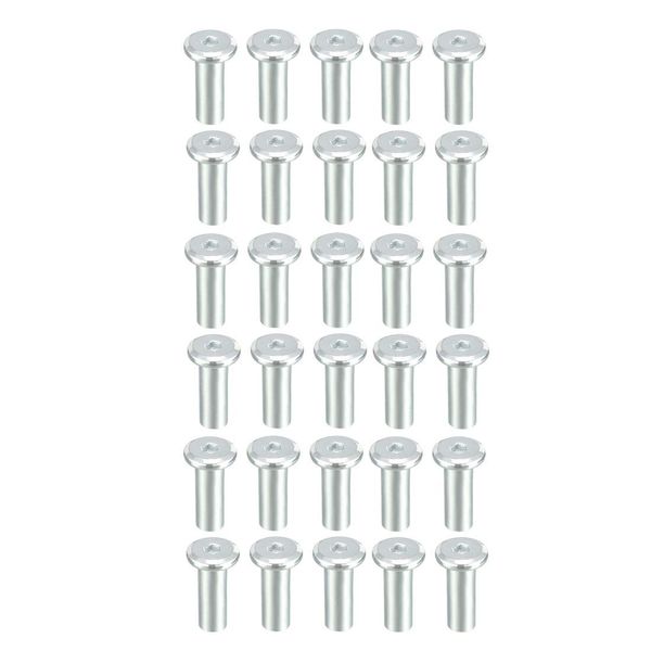 sourcing map M6x22mm Hex Socket Head Insert Nut Screw Post Sleeve Nut for Furniture 30pcs