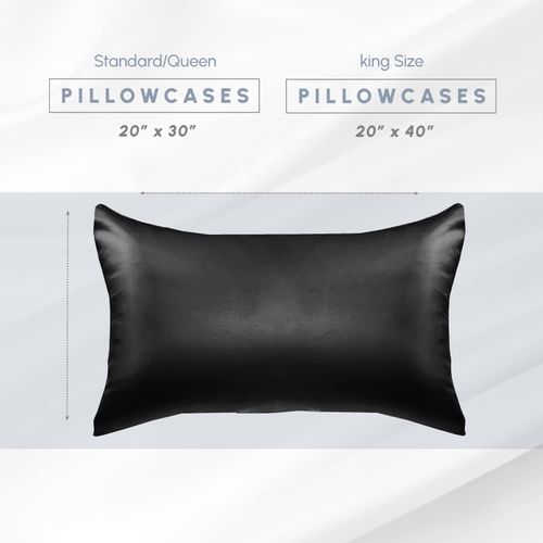 Elegant Comfort 4-Pack Cooling Viscose Satin Pillowcase Set with Hidden Zipper Closure, Silky Smooth for Best Hair and Skin Care-Beautiful Gift Box-4-Piece Satin Pillowcase Set, King, Black