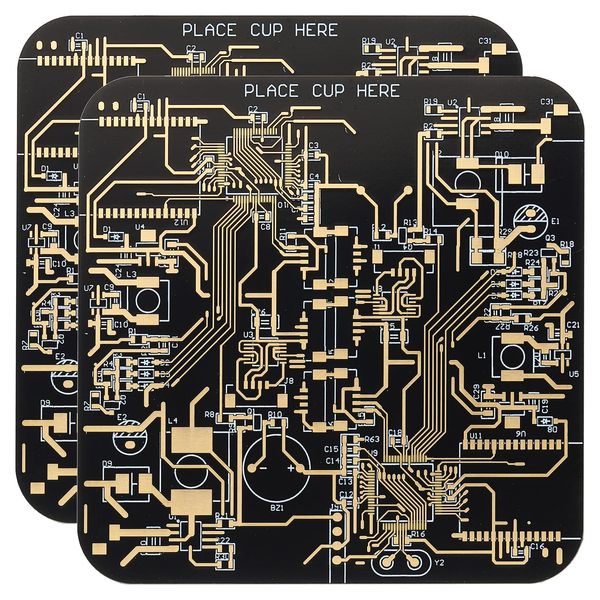 Patikil 2pcs Circuit Board Coasters - FR-4 Material, Black