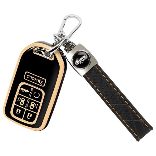 TOMALL for Honda Odyssey Key Fob Cover with Keychain, 7 Buttons Soft TPU Key Fob Protector Compatible with 2018-2024 Honda Odyssey Elite Touring EXL Sport EX Car Key Cover, Black