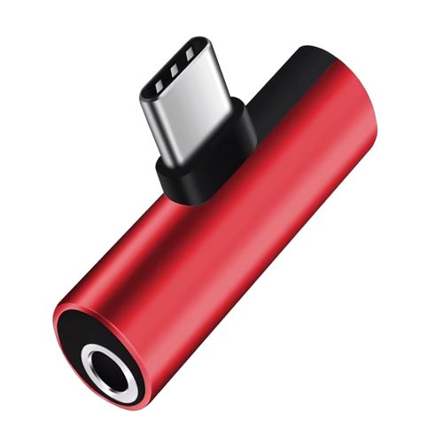D & K Exclusives USB C to 3.5mm Headphone Charger Adapter, 2-in-1 Fast Charging Port with AUX Audio Jack, HiFi DAC Stereo USB C to Audio Adapter Dongle, USB Type C to 3.5mm Female (Red)