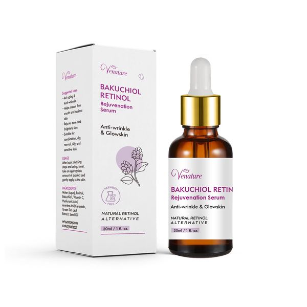 Venature Bakuchiol Retinol Rejuvenation Serum,2024 Best Retinol Serum for Wrinkles Bakuchiol Retinol Face Serum Korean, Retinol Serum for Wrinkles, Reduce Wrinkles