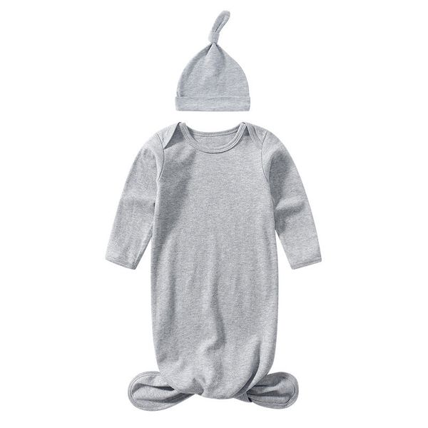 Baby Sleeping Bag Hat Set Spring Summer Baby Sleepwear Anti-Kicker Surprise Jump Swaddling Clothes - S (0-1Y) / Grey