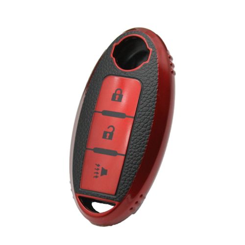 CHATYYD for Nissan Key fob Cover, Soft TPU Car Key Cover Compatible with Nissan Pathfinder Armada Rogue Murano 370Z Frontier Quest Titan Versa Infiniti FX50 FX45 FX35 EX35 Accessories(Red)