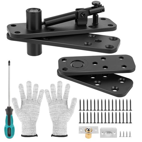 Hidden Door Hinge, 360° Swing Pivot Hinges, 570Lbs Load-Bearing, Silent Operation, Stainless Steel Door Hinge Hardware Kit, Black Heavy Duty Door Hinges for Secret Door or Hidden Door Bookcase