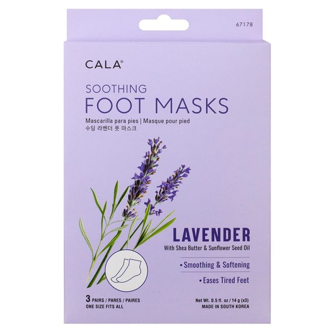 3 Pairs CALA Lavender Moisturizing Soft Soothing Foot Mask Socks 67178