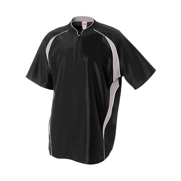 Youth Medium Black/White 1/4 Zip Baseball/Softball Jacket