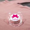 *2-Pack* FUNKY DUMMY Personalised Dummy Pacifier Soother, All TEATS Sizes & Colours, Pink Bow