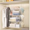 Hanging Closet Organizer Storage - 3 Tier Metal Stackable Hanging Closet Shelves