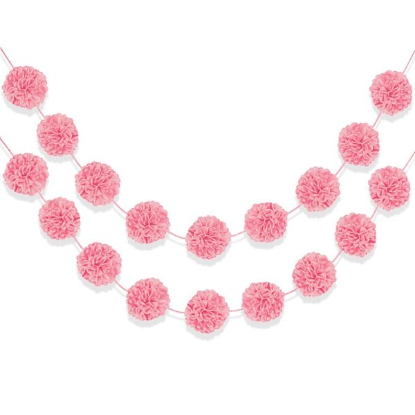 (PKT) 2 Pack Pink Fluffy Garlands 3.65m