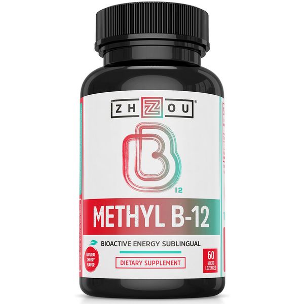 Zhou Methyl B12 Lozenges, 5000 mcg | Vegan | 60 Micro Lozenges