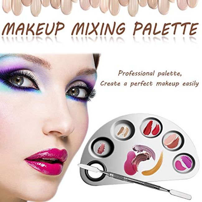 Professional Makeup Mixing Palette Stainless Metal Mirror + Brush