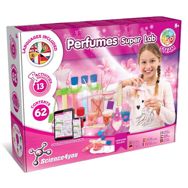 Science4you - Superparfümlabor für Kinder +8 Jahre - Parfüm Selber Machen Set Wissenschaftliches Kit mit 13 Experimenten, Herstellen - Chemielabor und Wissensch, Lernspiele