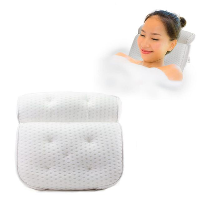 Bath Pillow - Extra Comfortable Cushioned 4D Bathtub Pillow - Bath Pillows for Tub, Jacuzzi, Hot Tub Pillow for Back and Head and Neck Support by Grace and Stella