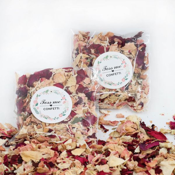 Natural Biodegradable Confetti for Weddings | Conveniently Pre-Packed Bags | Dried Eco-Friendly Rose Petal Confetti (10 Pack)