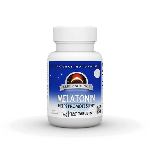 Source Naturals Melatonin, Helps Promote Sleep*, 5 mg - 120 NONGMO Validated Tablets