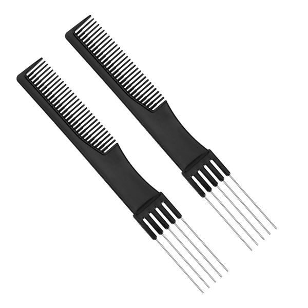 2pcs Pick Combs for Women, Double-Head Teasing Comb with Metal Prong Lift Comb Tool Hair Forking Comb Fine Tooth Comb for Hairdressing Styling Salon Sectioning Highlighting